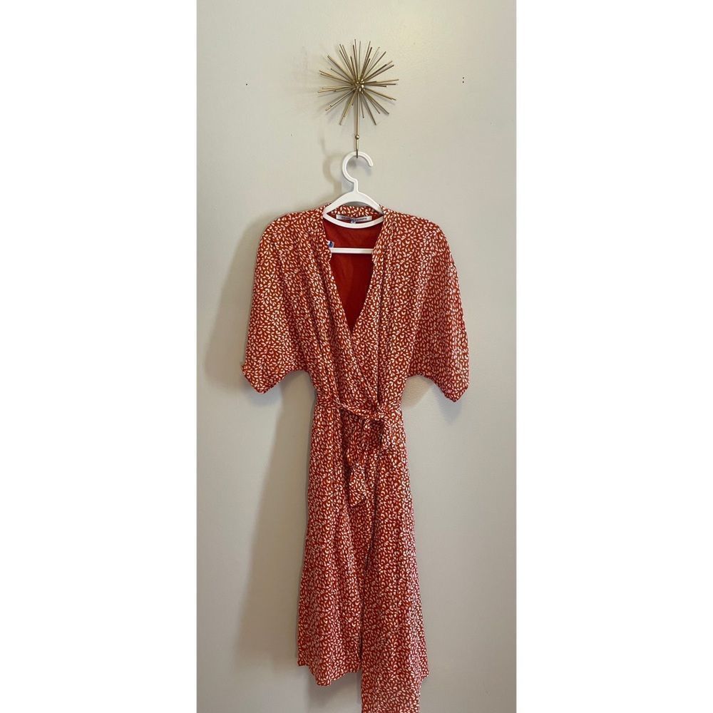 Orange Floral Wrap Dress